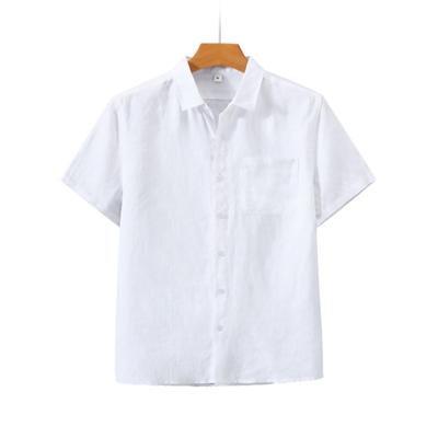 Men's Linen Shirt Short Sleeved Summer Thin Loose Linen Top Beach Vacation Outdoor Casual Clothing