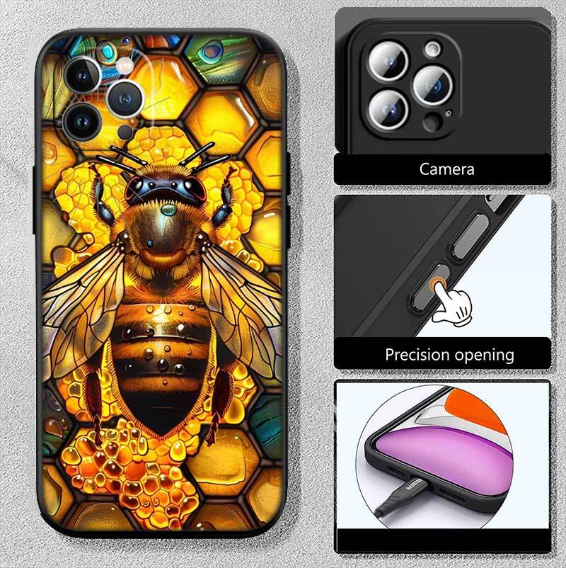 Art Bees Cartoon Phone Case for Redmi Note 12 12S 12C 13 13C 13R 14 14S 14R 14C 11A 13X A3 A3X A4 A5 Pro Max Plus