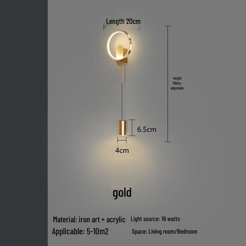 

Dream Bubble Gold 3-Color LED Bedside Wall Lamp