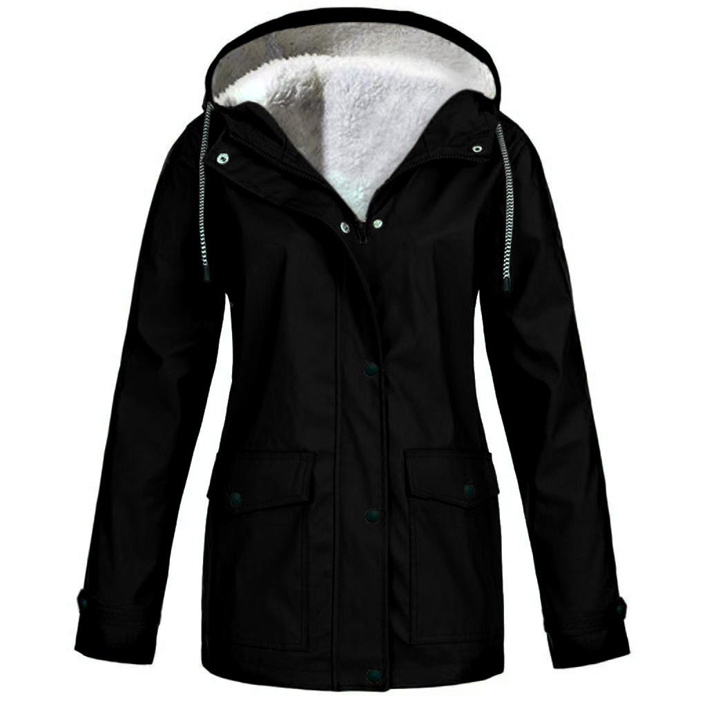 European Style 2023 Autumn/Winter Fleece-Lined Waterproof Hooded Windbreaker Jacket for Mountaineering and Outdoor Activities.