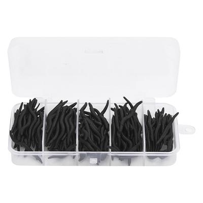 150 Pcs 4cm Silicone Black Artificial Worm Earthworm Soft Fishing Lures Bait Fish Tackle Accessories Kit