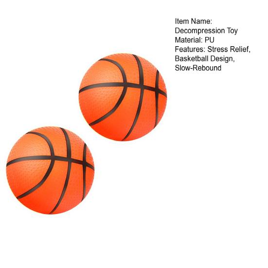 2Pcs Decompression Toy Stress Relief Ball 6cm Palm Size Slow Rebound Basketball Soft Squeeze Toy Hand Exercise Ball