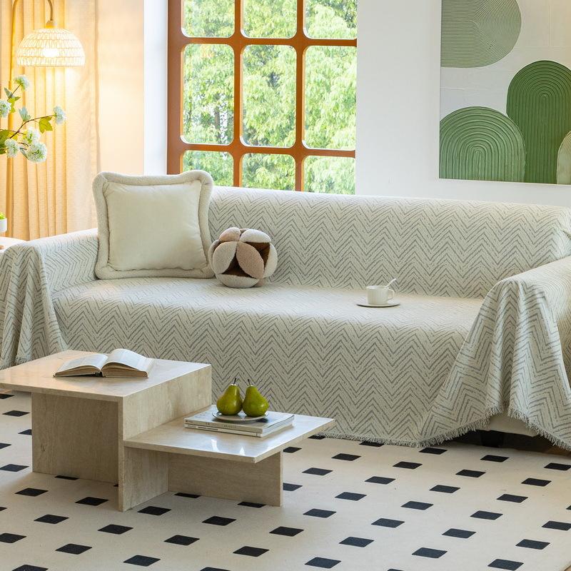 Striped Sofa Cover Anti Scratch Chenille Towel Blanket Thick 1/2/3/4 Seater Couch Chair Furniture Protector for Pets