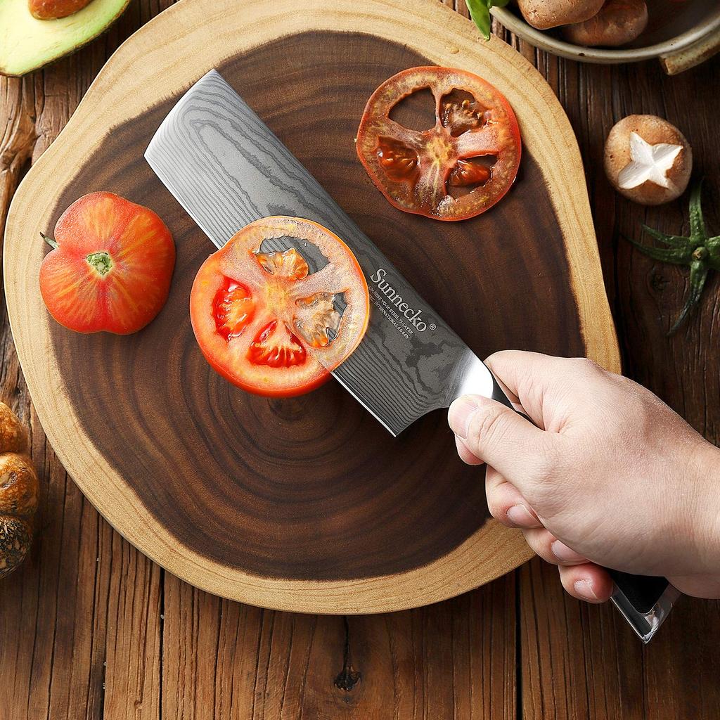 Sunnecko Knife Nakiri Chef Peeling Damascus 73 Stainless Home Commercial Kitchen Paring All Purpose Vegetable Meat Fish Gift Set, Knife, Knife,
