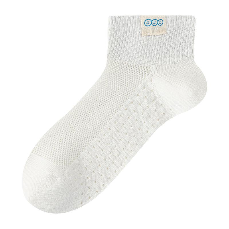 White Socks for Women, Summer Thin Mesh Breathable Cotton Socks, Women's Short Socks, Cute Cartoon Embroidered Short Socks
