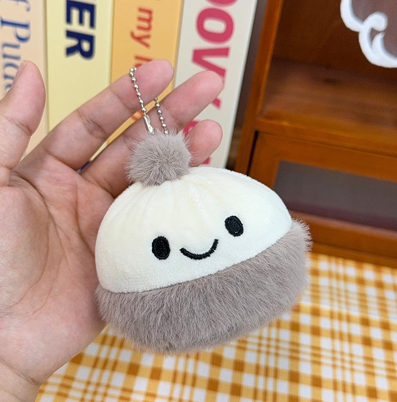 Cute Japanese Bun Food Doll Plush Keychain Backpack Decor Pendant Cartoon Soft Plush Bread Children Birthday Gift Keyring