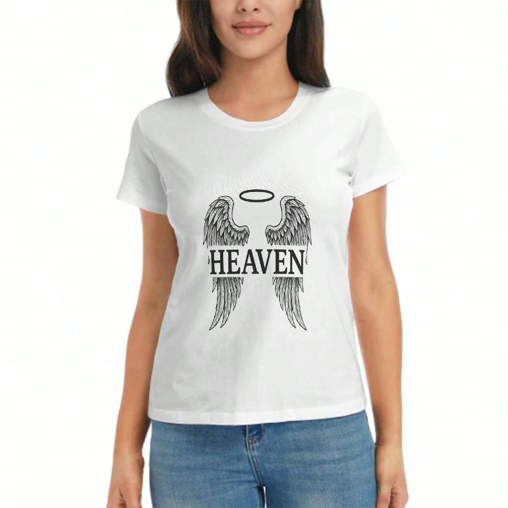 Angel Wings Anime Girl Wounisex's Cotton T Shirt, Premium Cotton Quality Print, Durable, Casual And Fashionable. Angelic Design T Shirt, Pure Cotton C