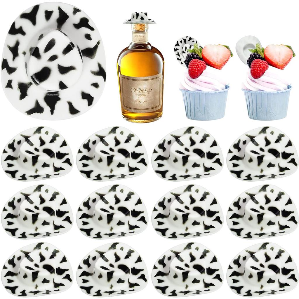 30 Pieces Mixed Color Mini Western Cowboy Hat Cowgirl Hat Doll Hats Plastic Cute Doll Hats Decoration Accessories for Party