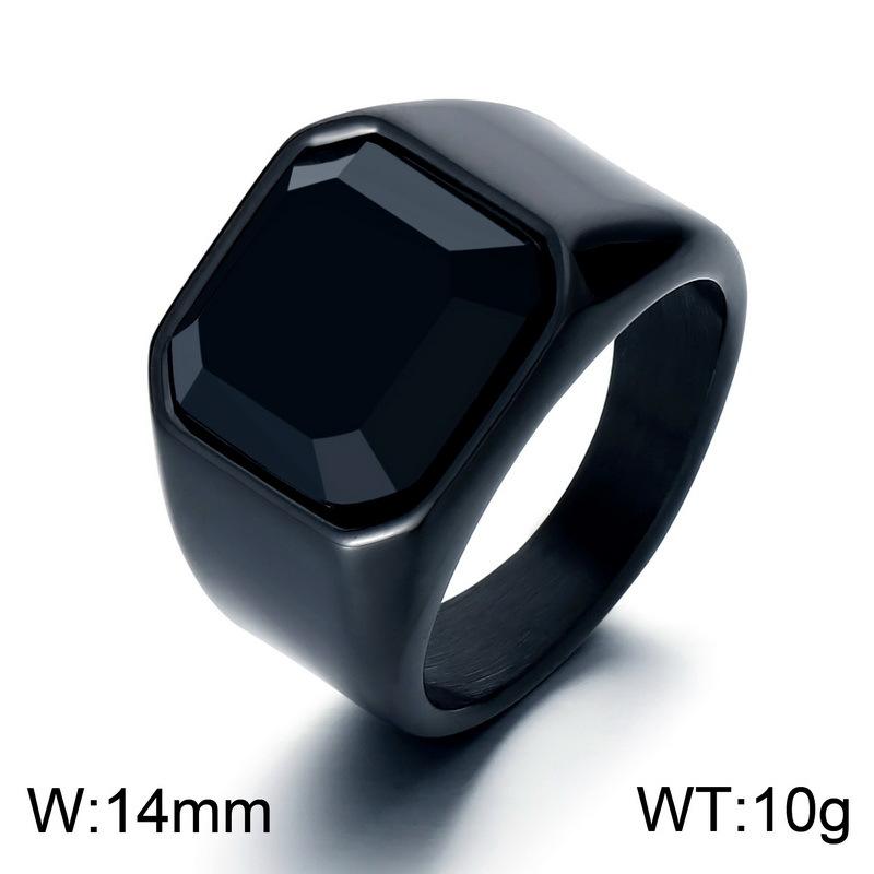 

Мужское кольцо Bold Vintage Amber Stone Black Onyx из нержавеющей стали, квадратное, в стиле хип-хоп, готический, панк, байкерский аксессуар No.8