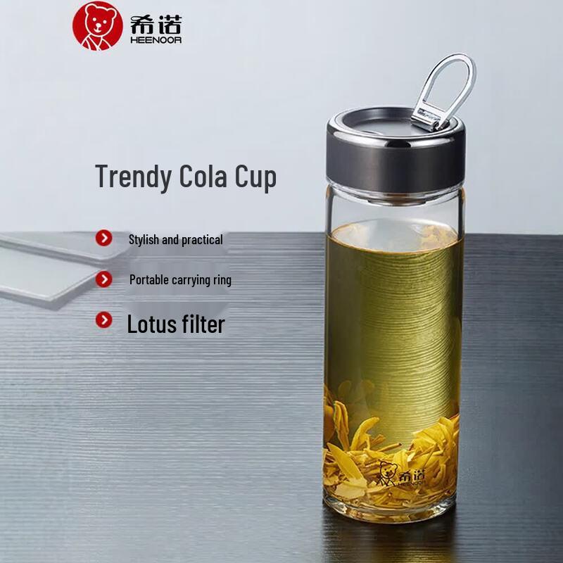 Heenoor Portable Heat-Resistant Glass Cup with Handle