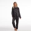 Women's Plus Size Satin Lapel Pajama Set - Long Sleeve & Pants