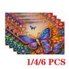 4/6pcs Rectangular Placemats Suitable for Dining Table & Kitchen Decor - 12x18 Inch Floral Butterfly Print Heat-Resistant Table Protectors