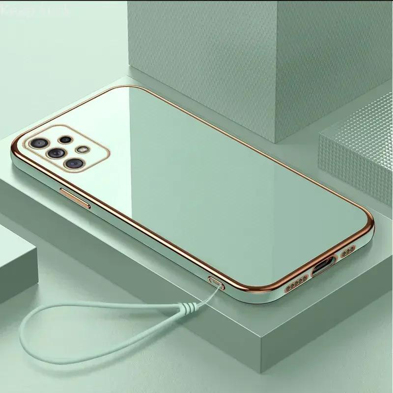 

Розкішний силіконовий чохол із шнурком для Samsung Galaxy A14 A15 A05S A13 A23 A33 A53 A12 A22 A32 A52 A72 М яка кришка-бампер Capa A05S зелений