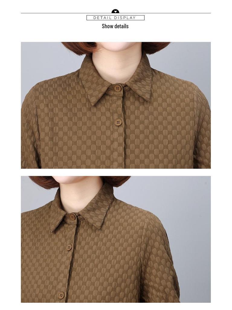 Damska koszula casual z długim rękawem na wiosnę i jesień 2024: Luźny krój, modna i elegancka bluzka petite