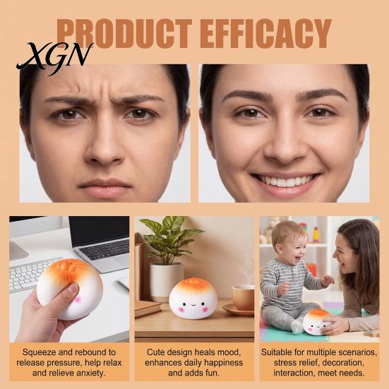 Steamed Bun Stress Toy Cartoon Fidget Relieving Stuffed Squeeze Simulated Dough Ball Dumpling Office Desk Slow Rebound
