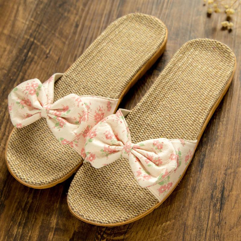 Women Slippers Spring Summer Home Shoes Women Casual Bow-knot Flip Flops Soft Breathable Slides Beach Sandals Female