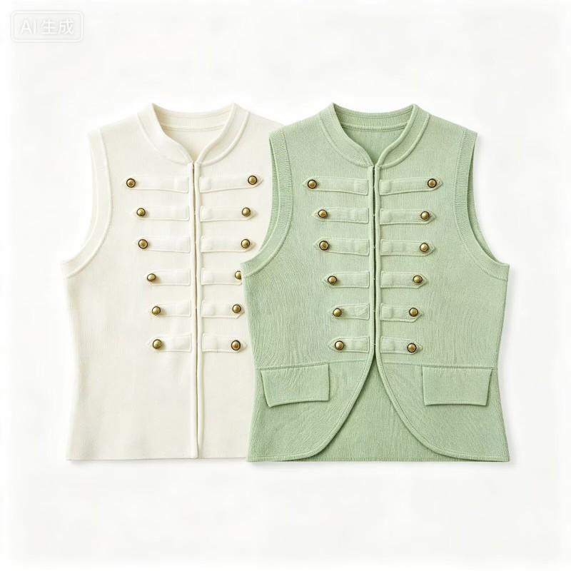 Womens 2026 Chinese Style Button Vest Fresh Layering Waistcoat