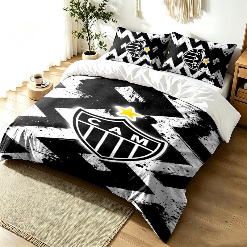 Clube Atletico Mineiro 3pc Duvet Cover Set Simple Modern Bedding Set Wrinkle Resistant Soft Fabric All Season Use a perfect gift