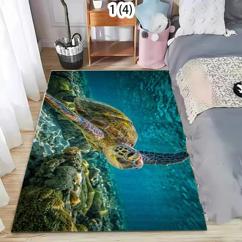 

Vivid Underwater Sea Turtle Pattern Area Rug Coastal Style Non-Slip Decorative Carpet for Living Room Bedroom Kids Room 40X60cm