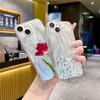 N93 Peony Clear Frame Case for Samsung S25 Ultra A55 A05s A52 iPhone 16 15 Pro Max XR Xiaomi Redmi Note 13 Feather Chiffon Texture Silver Plated Cover