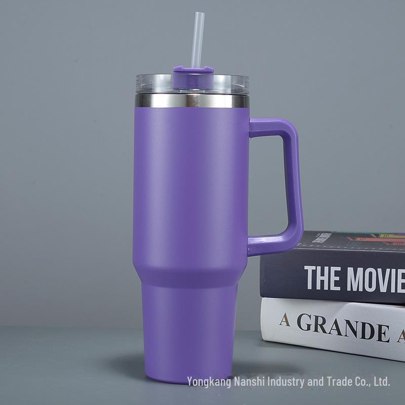 

Термос из нержавеющей стали объемом 40 унций с трубочкой и ручкой — большая емкость, идеально подходит для использования на открытом воздухе и в автомобиле generation фиолетовый