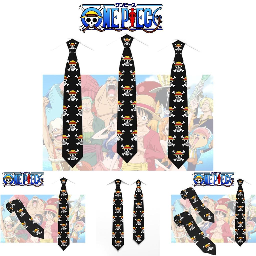 Stylish One Piece Anime Necktie With Skull Pattern