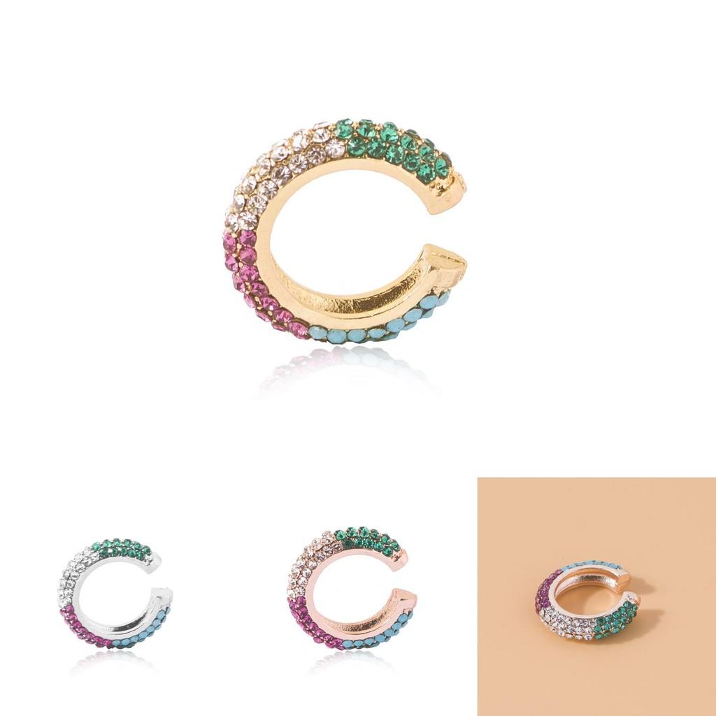 Fashion Geometric Earrings With Colorful Rhinestones Alloy Plated Jewelry