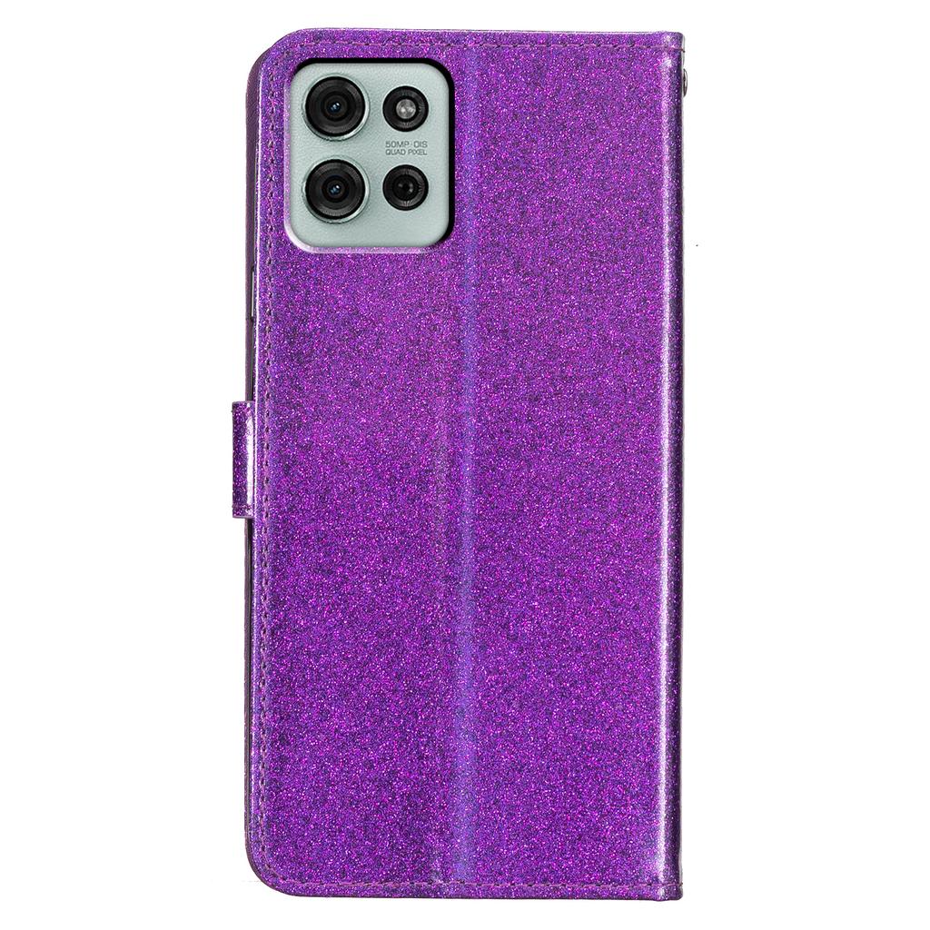 For Motorola Moto G86 5G Lommebokdeksel Glitter Anti-Rippe Lær Støtte Telefondeksel med Stropp