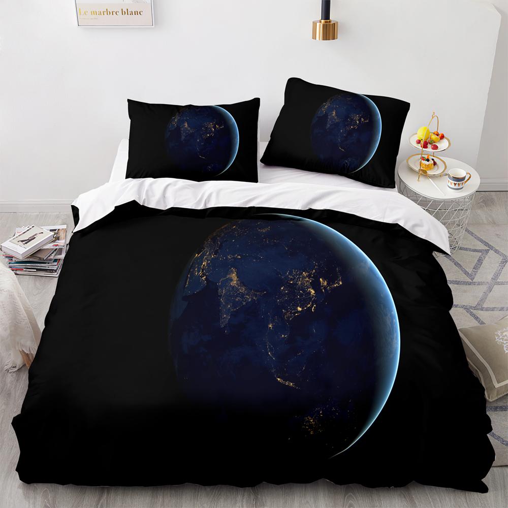 Earth Beding Set Single Twin Ful Quen King-Sized Dimensionsd Dimensions Universe Planet Bed Linen Set Aldult Kid Bedrom thre-piece suits 3D Pri