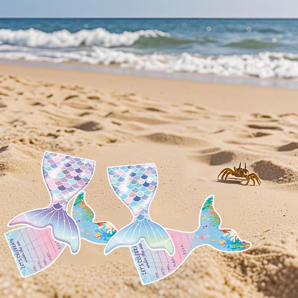 Mermaid Theme Birthday Party Invitation Cards & Decorations