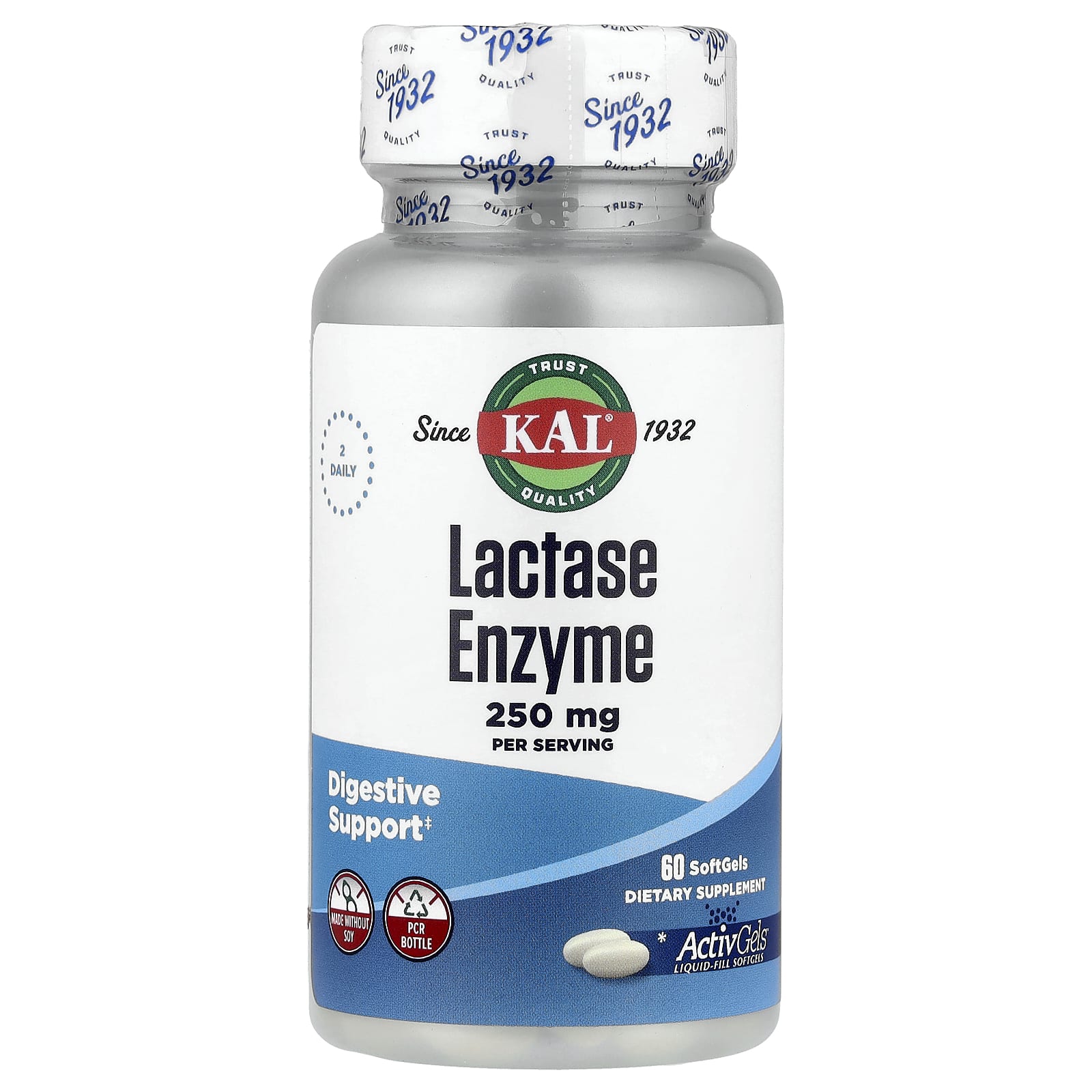 

Lactase Enzyme, 250Mg, 60 Softgels (125Mg per softgel)