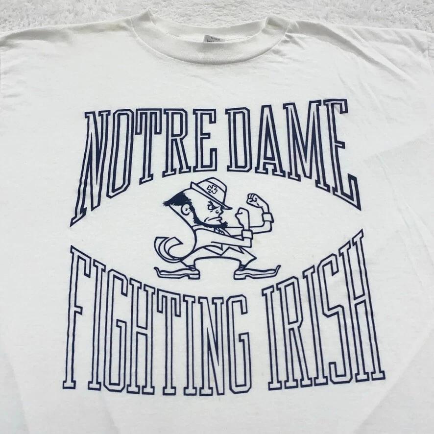 vintage 80s NOTRE DAME FIGHTIN IRISH T-Shirt LARGE/XL university football ncaa 4XL
