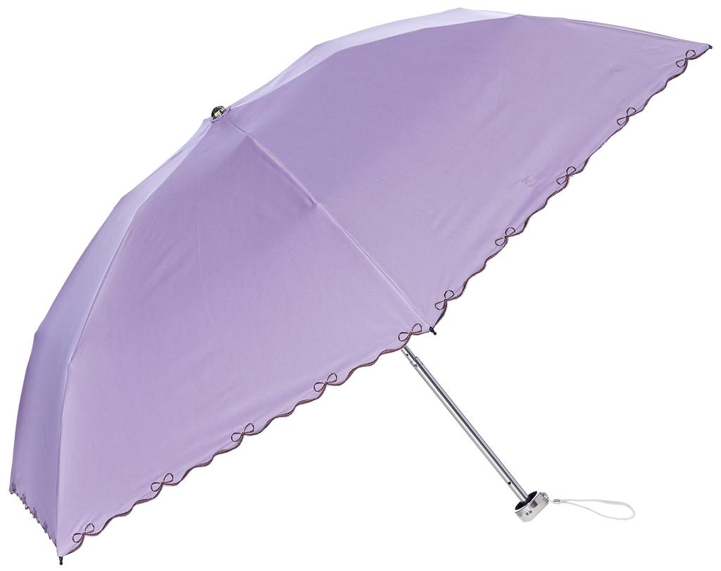 Moonbat Folding Umbrella with Ribbon Light Suitable for Rain or Light Rib Approximately 50cm um-feel Embroidery, Women's Parasol, 10953-02 (Heat