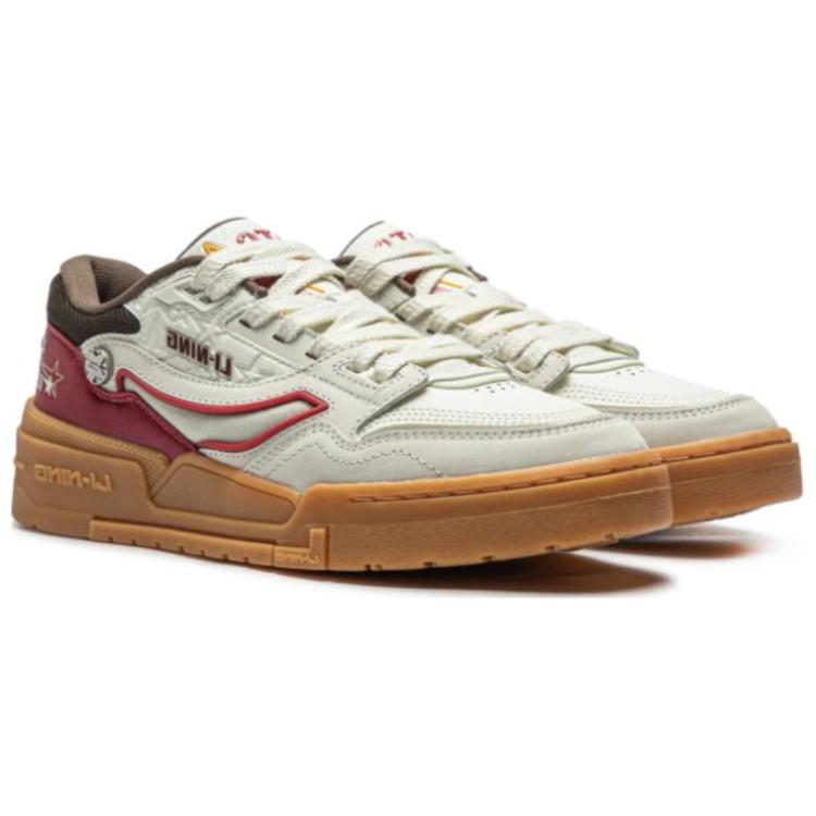 Li Ning 001 Btc Premium Comfortable Versatile Shock Absorbing Non-Slip Wear-Resistant Low-Top Casual Shoes Men sneaker White Red AGCT495-1