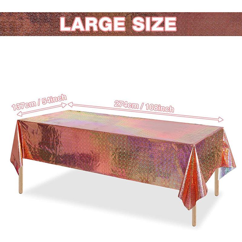 Laser Regenbogen Aluminiumfolie Tischdecke Roségold Einweg-Tischdecke Geburtstagsparty Hochzeit Abschlussfeier Dekorationen