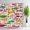 Vibrant Fish Shower Curtain - Colorful Stripes, Spots & Zigzags on Cream, 70.87x70.87", 12 Hooks, Machine Washable Polyester