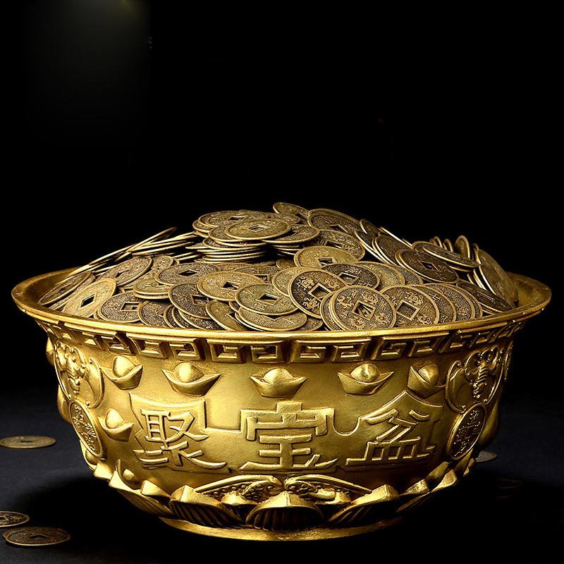 1pc Metal Treasure Bowl Ornaments Living Room Decoration Housewarming Gift Craft Ornaments Feng Shui Crafts  Home Accessories