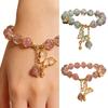 Nature Glass Bead Bracelet Adorned with Butterfly Pendant and Rose Garden Charm for All Day Comfort and Elegant Styles