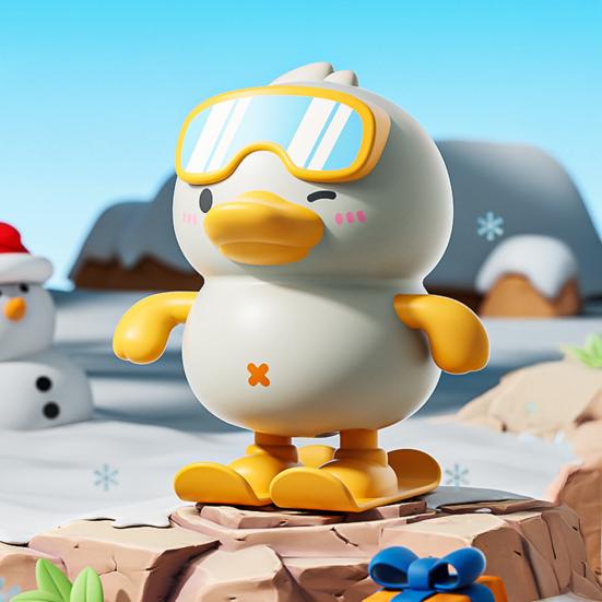 Wind-up Ski Duck Toy Jumping Snowboarding Yellow White Duck Toy Toddlers Boys Girls Educational Interactive Clockwork Animal Toy
