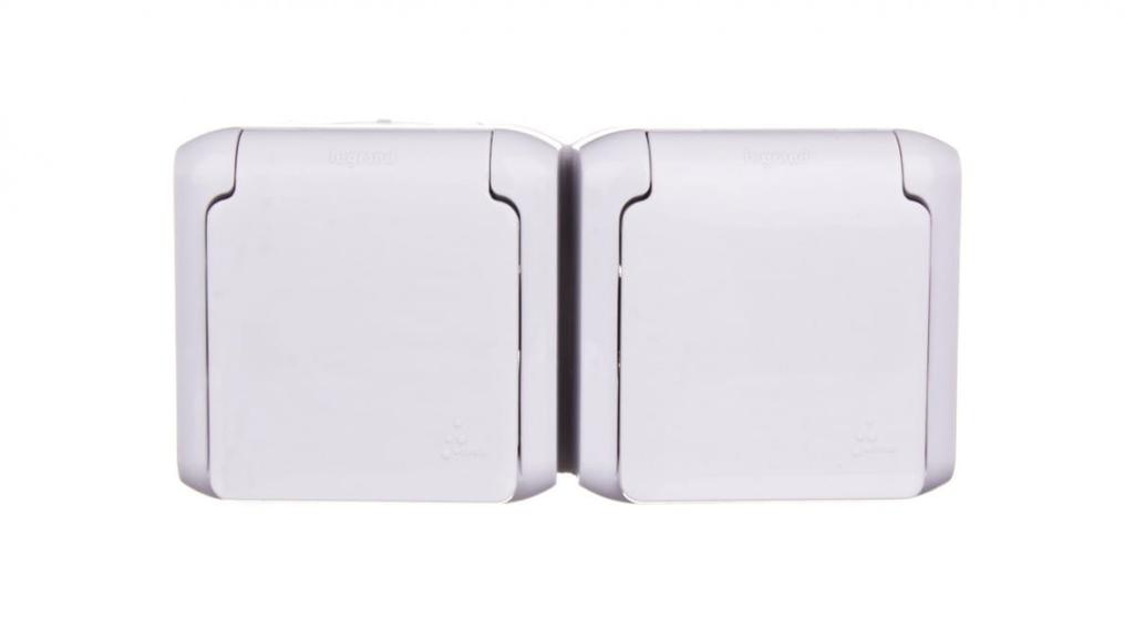Forix Double Socket Z/U 16A Ip44 With Shutters Gray 782397