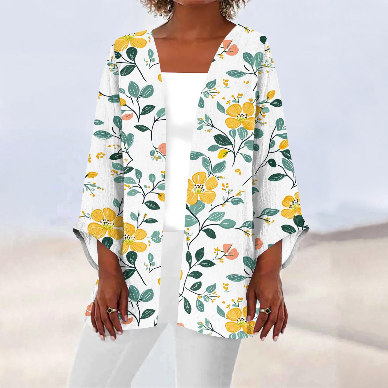 

Женская повседневная и модная легкая куртка средней длины с принтом, кардиган, кардиган L жёлтый