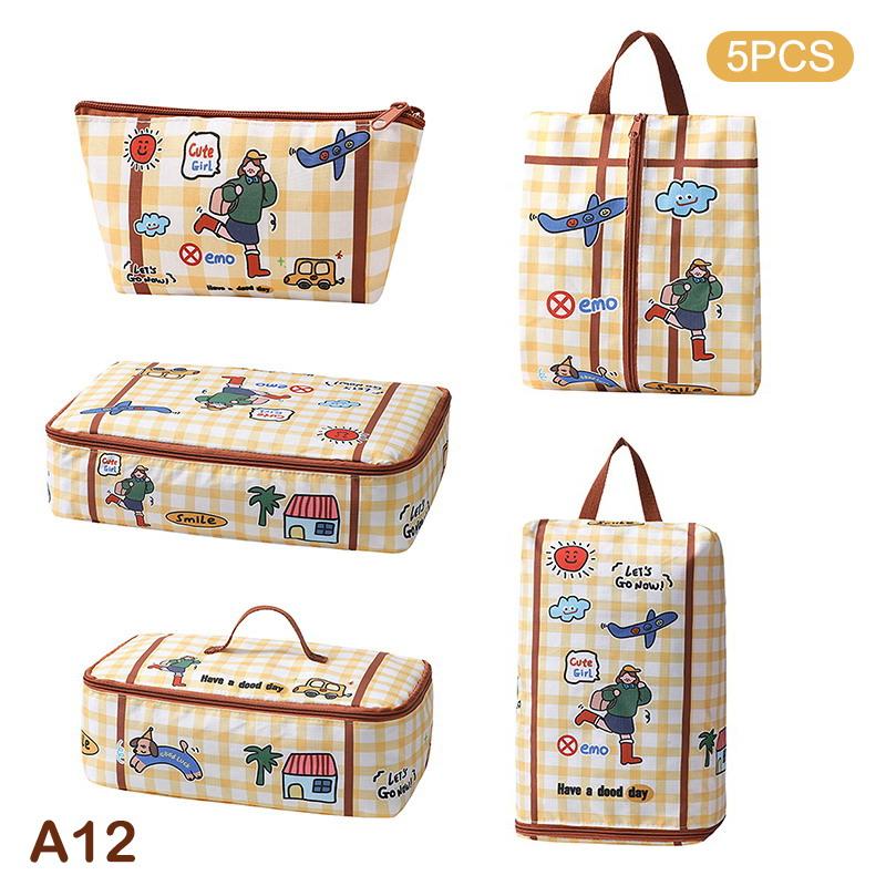 Cute Zippered Travel Storage Bag Large Capacity Waterproof For Clothes, Underwear, Suitcases Clothing Classification Storage Bag