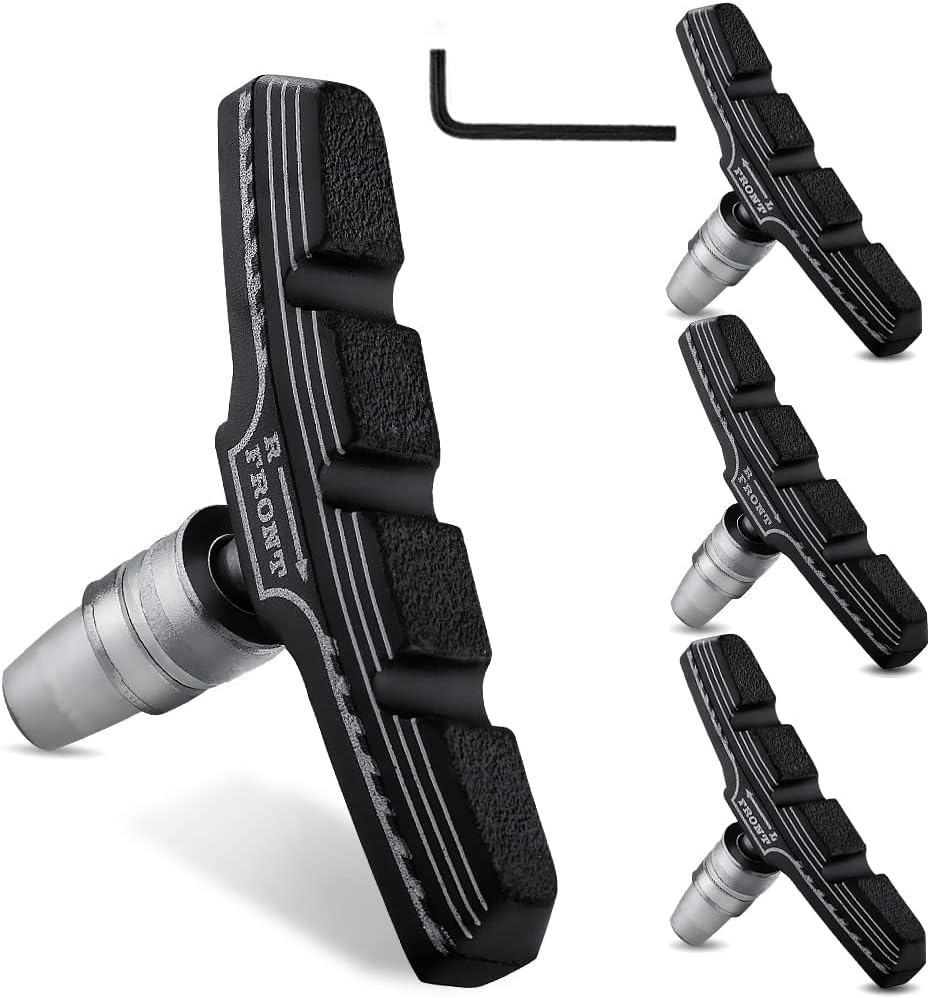 

4PCS Premium Bike Brake Pads, Professional Mountain Bicycle V-Brake Pads, Bike Brake Blocks Kit, for Free Hex Wrench