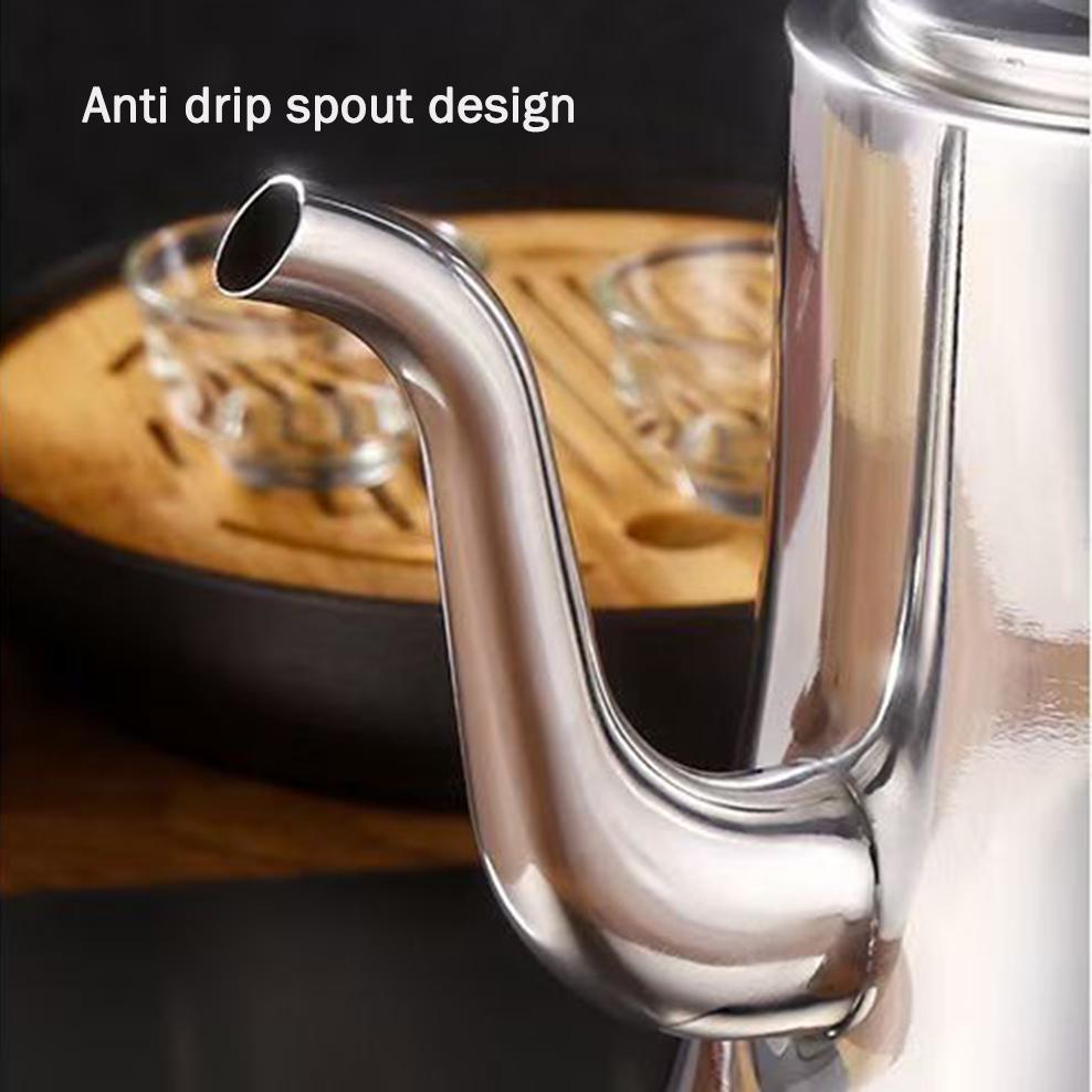Food Grade Stainless Steel Tea Kettle, Large Capacity Long Mouth with Tea Strainer, Restaurant Teapot, Heatable Kettle, 1.5L