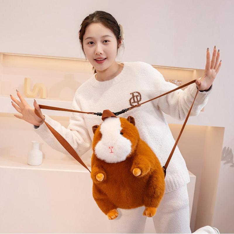 Cute Cartoon Guinea Pig Plush Backpacks Soft Stufted Dolls Kawaii Piggy Plushies Bag Children'S Backpack Women'S Handbag
