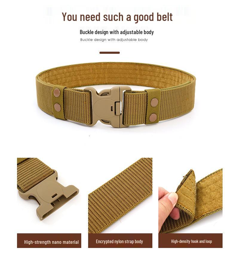 Cross-Border Magic Tape Tactical Canvas Belt for Military Training & Outdoor Use