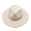 Wool, Beige Hemmed Big-Brimmed Jazz Top Hat, Men'S And Women'S Bows, Water Drop Top Jazz Hat, Felt Hat.