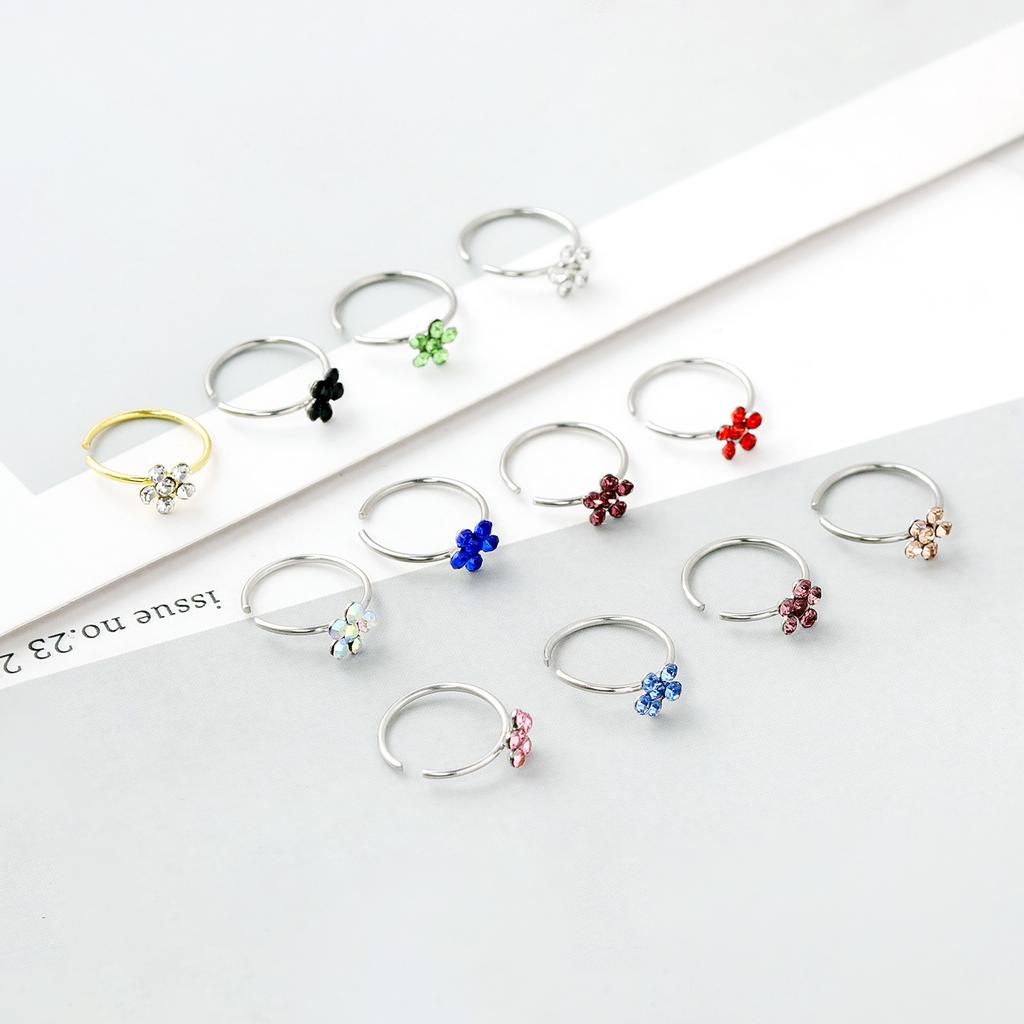 Exquisite C-shaped Diamond-set Petal Nose Ring Exotic Nose Decoration Nose Clip Human Puncture Jewelry