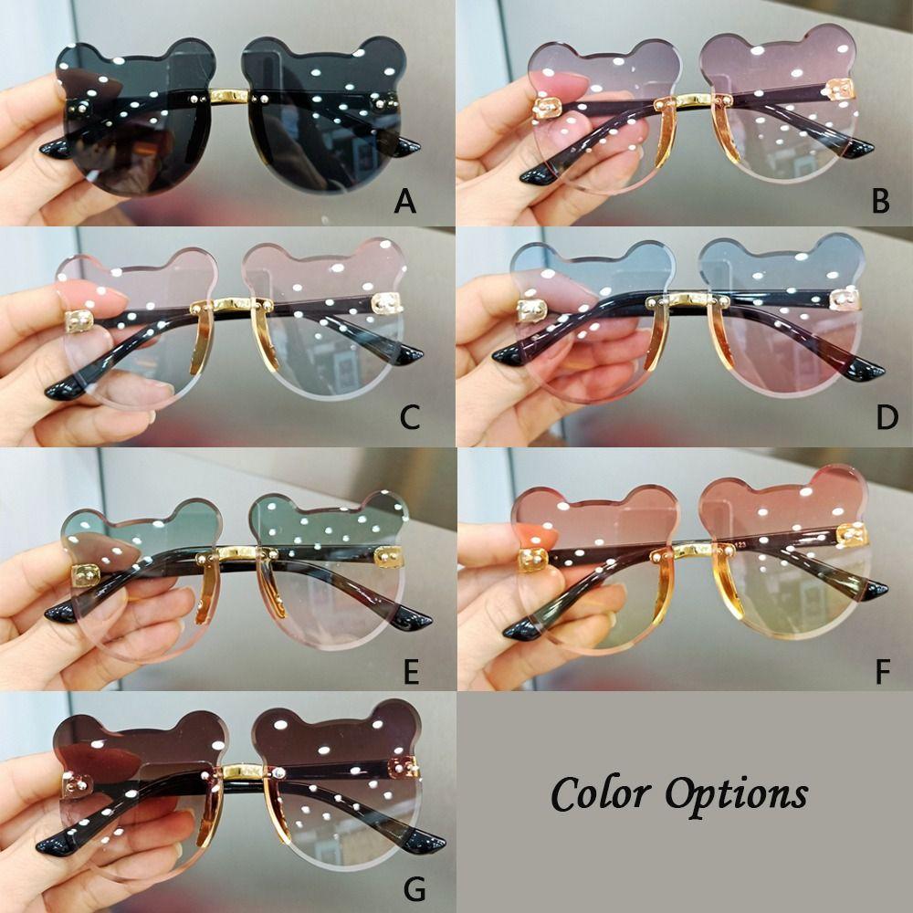 Cartoon Bear Kids Sunglasses Rimless Eyewear Party Children Sun Glasses  for Boys Girls