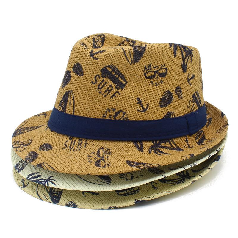 Hot Selling Summer Straw Shade Top Hat Men's Outdoor Beach Sunscreen Jazz Hat Hawaiian Vacation Straw Hat